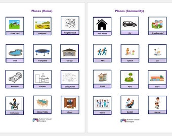Páginas PECS de autismo (Lugares) DESCARGA DIGITAL / Comunicación de autismo no verbal / Comunicación de imágenes