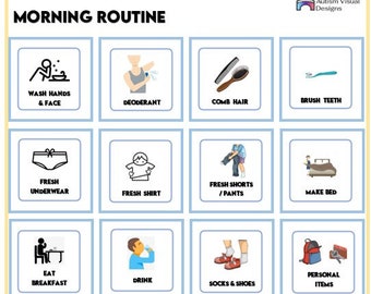 Rutina matutina de autismo: Análisis de tareas DESCARGA DIGITAL / Discapacidades del desarrollo Habilidades de la vida diaria
