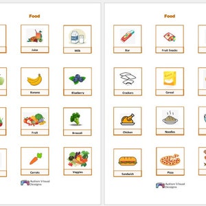 Autism PECS Pages (Food) DIGITAL DOWNLOAD | Non-Verbal Autism Communication | Picture Communication