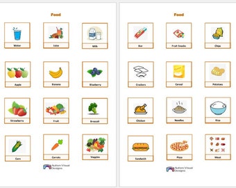 Páginas PECS de autismo (Alimentos) DESCARGA DIGITAL / Comunicación de autismo no verbal / Comunicación de imágenes