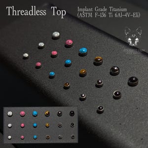 Natural Stone Flat Bezel Implant Grade Titanium Threadless push pin (JUST TOP!) Cartilage Conch Nostril Earlobe Tragus Philtrum Medusa Lip