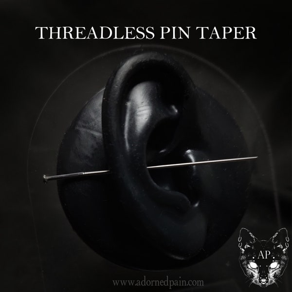 Threadless pin taper for inserting jewelry or stretching. Pre-sterilized in pouch.  helix tragus flat nostril lobe conch lip philtrum medusa