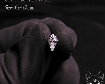Titan Cabochon Kite Pin, gewindeloses Ende (JUST TOP! funktioniert mit gewindelosen Steckern) schraubbar flach tragus philtrum conch lobe medusa