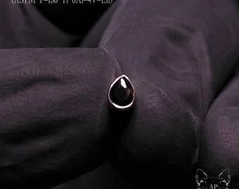 Reiner schwarzer Teardrop CZ Titan Threadless Pin (JUST TOP!) Arbeitet mit fadenlosen Beiträgen) Helix flach Tragus Philtrum Conch Lobe Medusa
