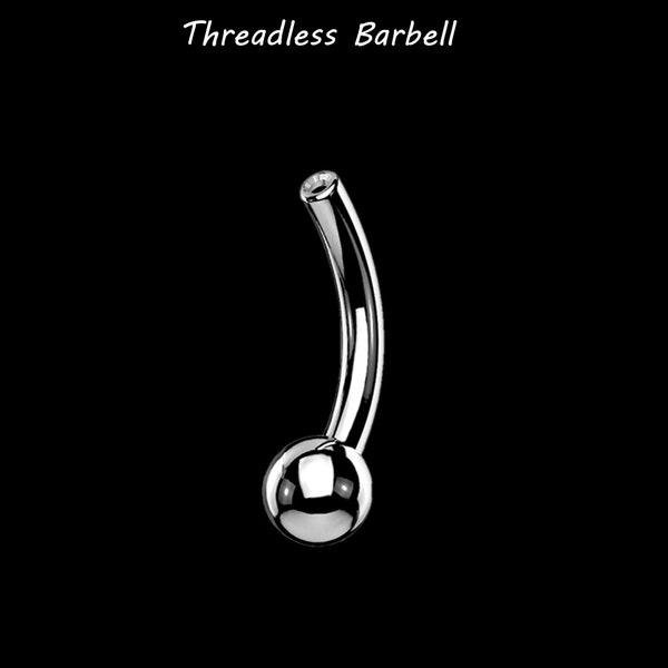 Curved Threadless titanium Barbell w/fixed bead (Just the barbell) rook labret