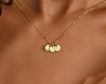 14k Gold initial Necklace, Personalized Initial Disc Necklace, Letter necklace, Minimalist Name Necklace , Necklace for Women,Christmas Gift