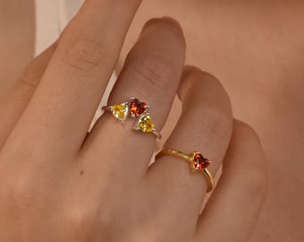 Anel com pedra de nascimento em formato de coração para mulheres, Anel com pedra de nascimento em formato de coração personalizado, Anel para mães, Anéis com pedra de nascimento, Presente para mãe/mãe, Presente de aniversário para ela
