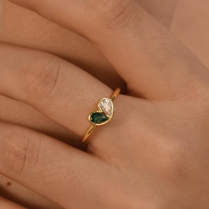 Personalised 2 Birthstone Ring, Custom Heart Birthstone Ring, Mothers Jewellery, Stackable Ring, Bridesmaid Gift, Birthday Gift for Her
