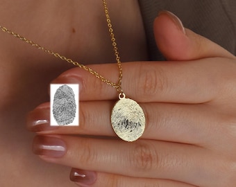 Collier empreintes digitales en argent sterling, cadeau pour elle, bijoux commémoratifs d'empreintes digitales, collier personnalisé, cadeau commémoratif, cadeaux pour maman