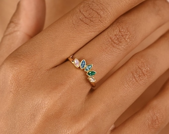 Dainty Birthstone Ring, Custom Birthstone Family Ring, Stackable Birthstone Ring, Birthstone Jewelry,Anniversary Gift,Christmas Gift for Her