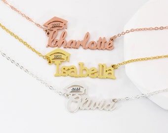 Personalized Graduation Necklace, Custom Bachelor Cap Name Necklace, College Graduation Gift for Her, Graduation Gift Necklace for Girls