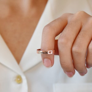Personalized Name Ring, Custom Inside Outside Engraved Ring, Personalized Word Ring, Engagement Rings, Mother&#39;s Day gift, Anniversary Gift