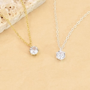 Minimalist Diamond Necklace, 925 Sterling Silver CZ Necklace, Minimalist Jewelry, Bridesmaid Necklace, Gift for Mom, Perfect Gift for Her