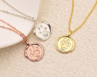 Paw Print Necklace, Actual Paw Print Necklace, Cat Dog Paw Print Pendant, Dog Necklace,Dog Paw Necklace,Pet Loss Memorial Gift,Gifts for Her