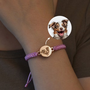 Personalized Pet Portrait Bracelet,Pet Engraved Bracelet,Pet Memorial Gift,Dog Cat Photo Bracelet,Pet Remembrance Jewelry,Gift for Pet Lover