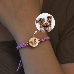 Personalized Pet Portrait Bracelet,Pet Engraved Bracelet,Pet Memorial Gift,Dog Cat Photo Bracelet,Pet Remembrance Jewelry,Gift for Pet Lover