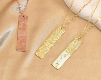 Collar con huella dactilar, tu collar de huellas dactilares, el mejor regalo conmemorativo para mamá, collar con escritura a mano, collar conmemorativo, joyería de huellas dactilares