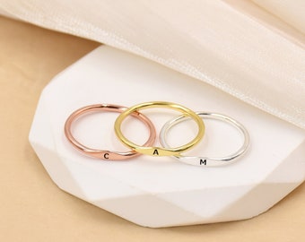 Custom Letter Ring, Gold Signet Ring, Engraved Initial Ring, Signet Initial Ring, Stacking Ring, Minimalist Ring, Silver Ring,Gift For Her