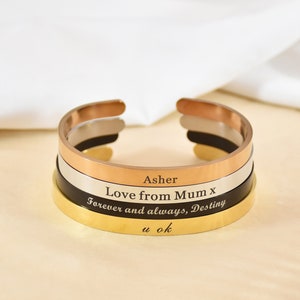 Personalized Cuff Bracelet,Custom Engraved Bracelet,Roman Numeral or Name or Message Bangle,Bridesmaids Bracelet Gift, Best Friend Gifts