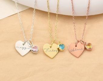 Heart Shape Swarovski Birthstone Necklace,Custom Heart Pendant,Personalised Birth Month Jewellery,Birthstone Jewellery,Birthday Gift for Her
