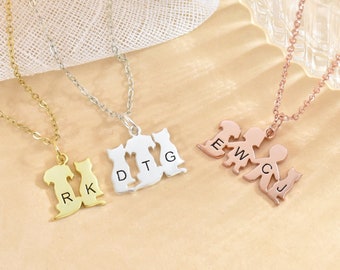 Custom Dog and Cat Necklace,Pet Initial Necklace,Family Animal Jewelry,Animal Charm Necklace,Pet Memorial Jewelry,Pet Mom Jewelry,Pet Loss