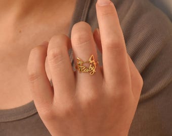 Benutzerdefinierte Haustier Ohrring, Hund Namensring, Haustier Erinnerungsgeschenk, personalisierter Hunde Ohrring, Haustier Namensring, Hundemama Ring, Katzennamenring, Geburtstagsgeschenk für sie