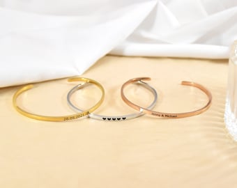 Custom Engraved Cuff Bracelet,Custom Bangle,Stacking Bracelets,Inspirational Gift,Bridesmaid Gift,Hidden Message Cuff,Bracelets for Women