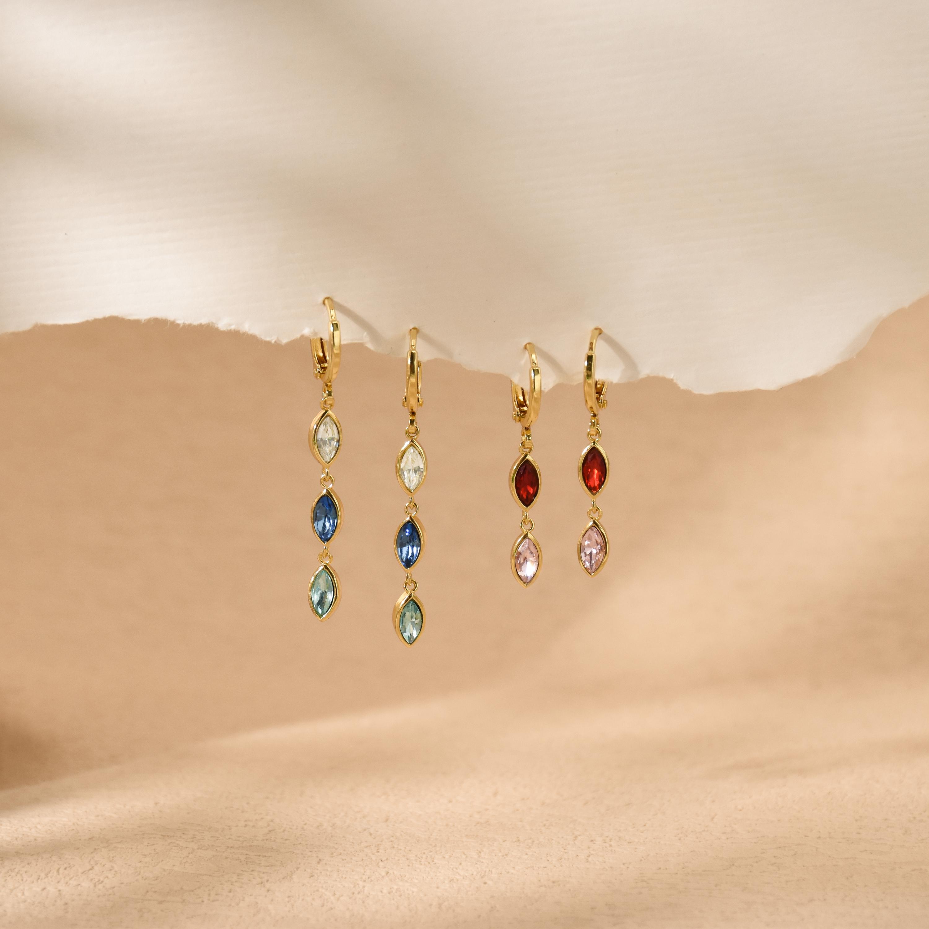 Orecchini pendenti a forma di foglia in argento sterling 925