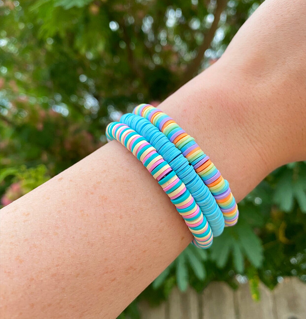 Summer Stretch Bracelets with Vinyl Beads 