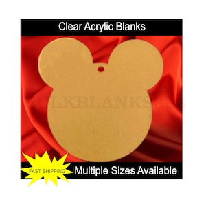 Clear Acrylic Blank, Mouse Head Acrylic Blank, Unfinished Craft Blank, Shapes for Crafts, DIY Acrylic Blank