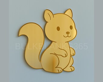 Gold Mirror Squirrel Wall Decor – Cute Woodland Nursery Mirror, Baby Room Woodland Theme Decor, Kawaii Animal Mirror Cutout