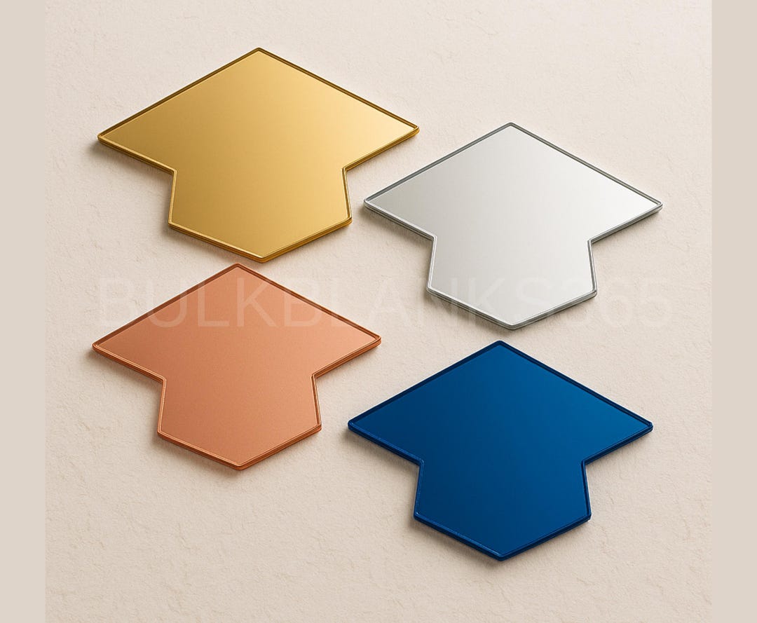 Mirror Acrylic Graduation Cap Blanks | Silver, Gold, Rose Gold & Blue ...