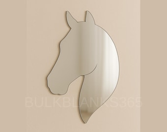 Silver Mirror Horse Wall Decor – Acrylic Horse Head Silhouette | Equestrian Room Art, Western Farmhouse Wall Accent, Horse Lover Gift