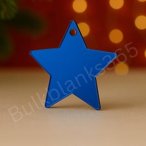 Star Ornament Blank – Acrylic Christmas Ornaments in 3”, 4”, 5” | Single or Set of 3 | Blue, Red, Gold, Silver, Pink, Rose Gold