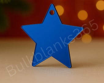 Star Ornament Blank – Acrylic Christmas Ornaments in 3”, 4”, 5” | Single or Set of 3 | Blue, Red, Gold, Silver, Pink, Rose Gold