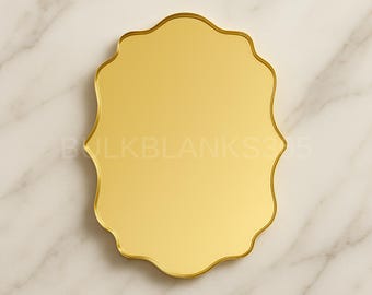 Mirror Ornate Frame Blank | Scalloped Acrylic | Vintage Label Shape | Mirror Acrylic Craft Blank | Boutique Logo Sign | Wedding Decor Blank