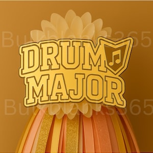 Drum Major Mum Trinket | Mirror Acrylic Marching Band Charm | Engraved Drum Major Accessory | Homecoming Mum Band Spirit Décor