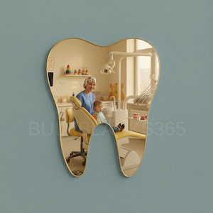 Silver Mirror Acrylic Tooth Shape Cutout – Dental Office Wall Decor, Laser Cut Dentist Gift, Smooth Tooth Silhouette Gold Mirror