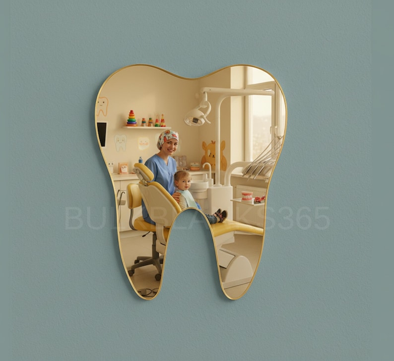 Silver Mirror Acrylic Tooth Shape Cutout – Dental Office Wall Decor, Laser Cut Dentist Gift, Smooth Tooth Silhouette Gold Mirror