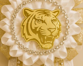 Gold Mirror Acrylic Tiger Mum Centerpiece, Homecoming Mum Trinket,  Sports Spirit Embellishment, Cheer & Football Decor