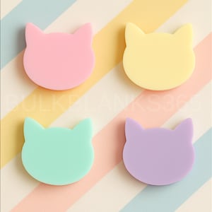 Pastel Acrylic Cat Head Stud Blanks – DIY Earring Tops for UV Printing, Engraving & Jewelry Making