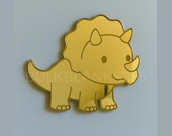 Mirror Triceratops Nursery Wall Decor – Dinosaur Acrylic Wall Art for Kids Room, Baby Boy Room Decor, Dino Theme Bedroom Decor, Kawaii Dino