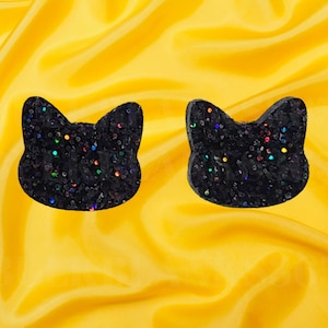 Cat Stud blanks SET, Stud blanks, Cat Head Acrylic Blanks, Holographic Black Cat Shape, Shapes for Crafts, Earring blanks, Stud Blanks