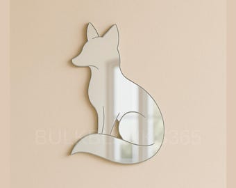 Silver Mirror Fox Wall Decor – Acrylic Animal Silhouette | Modern Woodland Nursery Mirror, Forest Animal Wall Art, Minimalist Home Accent