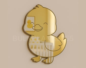 Gold Duck Nursery Wall Mirror | Cute Baby Room Décor | Acrylic Duckling Mirror for Nursery, Kids Bedroom, Playroom