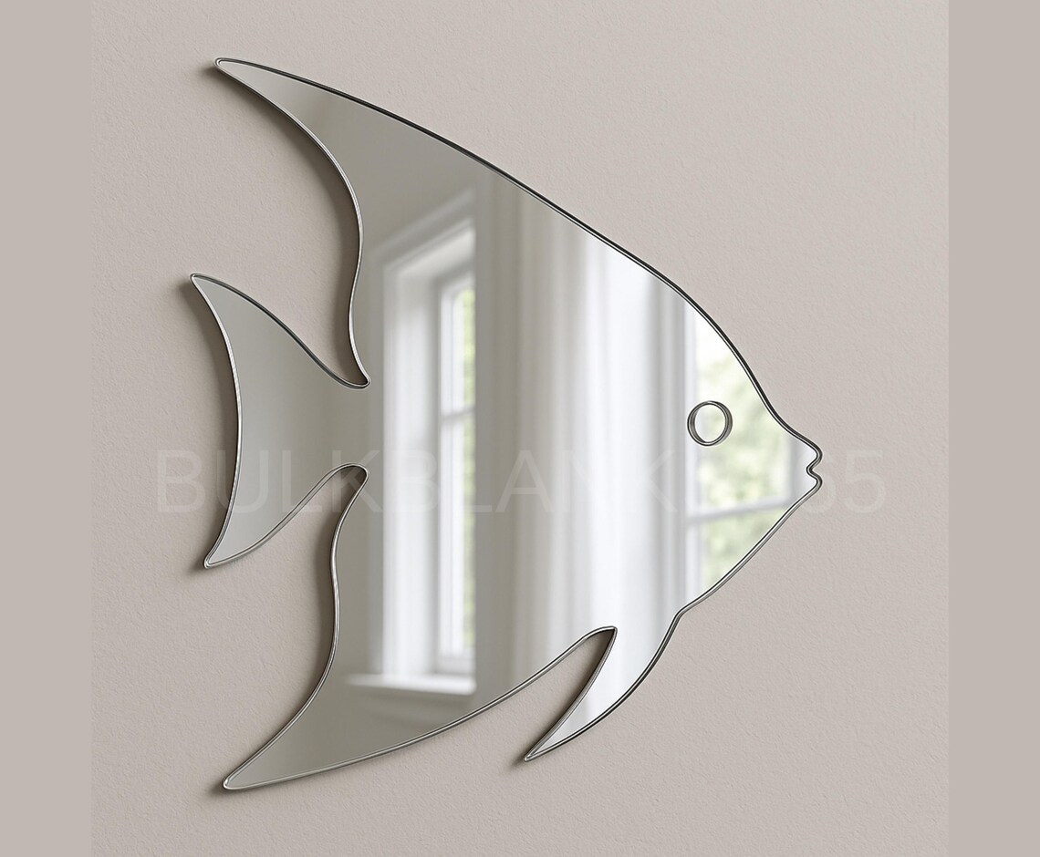 Mirror Pattern Fish Silver Angelfish Mirror – Coastal Wall Decor, Beach House Mirror, Ocean ...