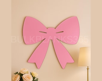 Pink Acrylic Bow Wall Decor – Cute Flat Cutout for Bedrooms, Nurseries, Boutiques, or Event Styling