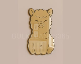 Gold Mirror Alpaca Nursery Wall Decor | Cute Alpaca Baby Room Mirror| Kawaii Animal Wall Art for Kids Bedrooms |  Neutral Nursery Decor