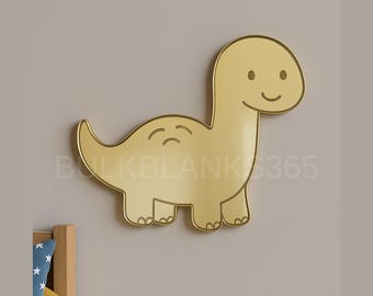 Cute Dinosaur Mirror Wall Decor | Gold Acrylic Dino Kids Room Decor | Nursery Wall Art | Toddler Bedroom Dinosaur Decor