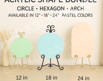 Luxury Pastel Acrylic Shape Bundle – Circle, Hexagon and Arch | Wedding & Event Planner Decor | Nursery or Party Backdrop